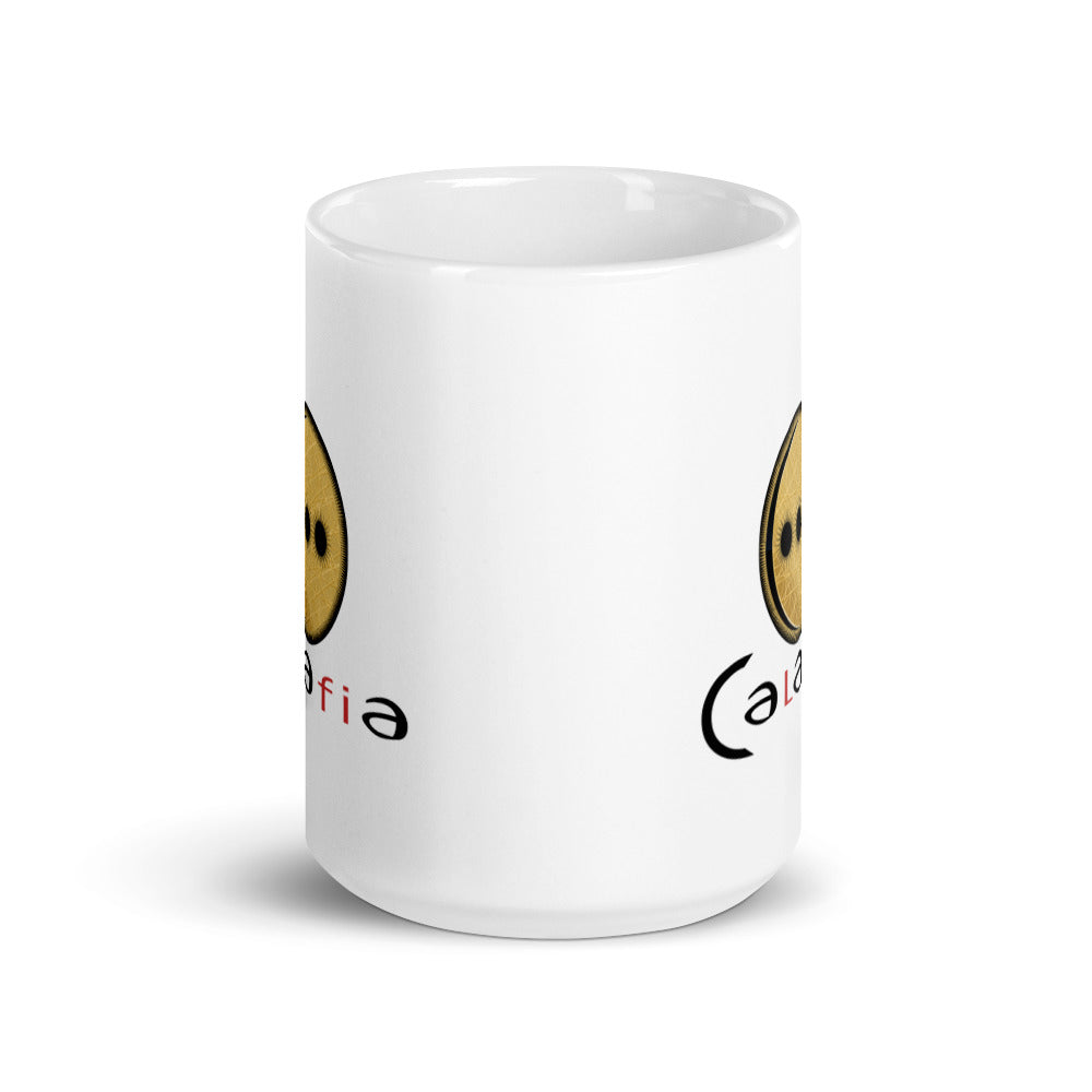 White glossy mug, Shield of the Queen Calafia